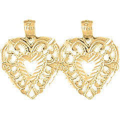 Yellow Gold-plated Silver 20mm Heart Earrings