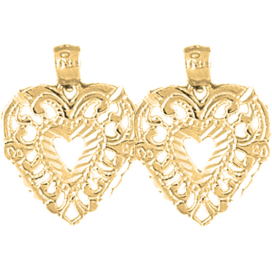 14K or 18K Gold 20mm Heart Earrings