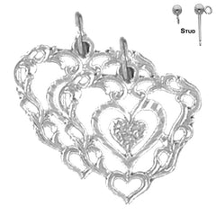 Sterling Silver 18mm Heart Earrings (White or Yellow Gold Plated)