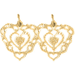 Yellow Gold-plated Silver 18mm Heart Earrings
