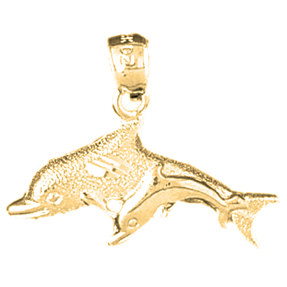 14K or 18K Gold Dolphin Pendant