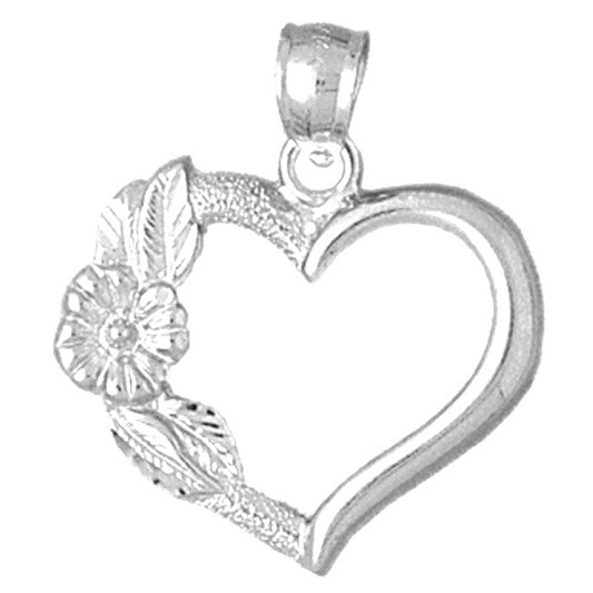 14K or 18K Gold Heart With Rose Pendant