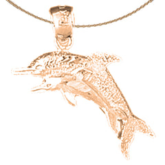 14K or 18K Gold Dolphin Pendant