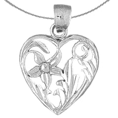 14K or 18K Gold Heart With Rose Pendant