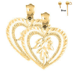 Sterling Silver 23mm Heart Earrings (White or Yellow Gold Plated)