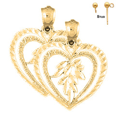 Pendientes de corazón de plata de ley de 23 mm (chapados en oro blanco o amarillo)