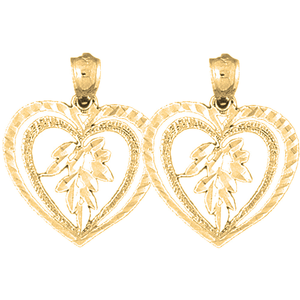 Yellow Gold-plated Silver 23mm Heart Earrings