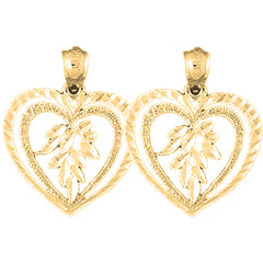 14K or 18K Gold 23mm Heart Earrings