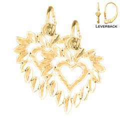 Sterling Silver 16mm Heart Earrings (White or Yellow Gold Plated)