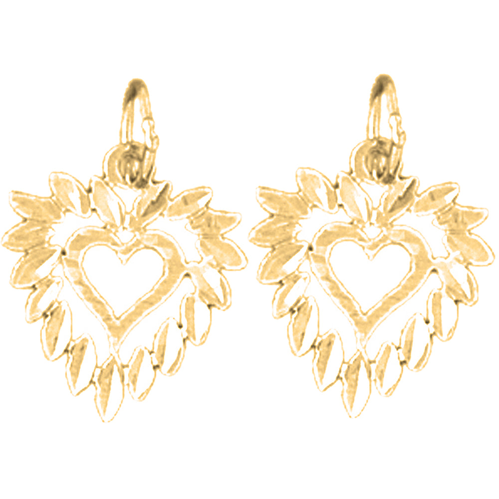 Yellow Gold-plated Silver 16mm Heart Earrings