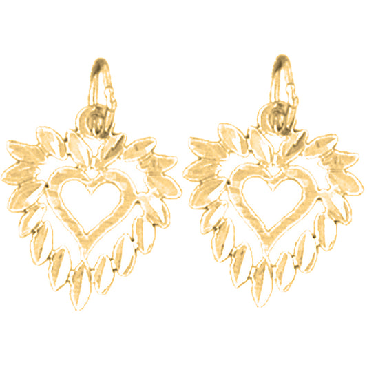 Yellow Gold-plated Silver 16mm Heart Earrings