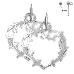 Sterling Silver 17mm Heart Earrings (White or Yellow Gold Plated)