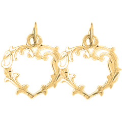 14K or 18K Gold 17mm Heart Earrings