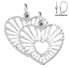 Sterling Silver 19mm Heart Earrings (White or Yellow Gold Plated)