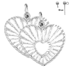 Sterling Silver 19mm Heart Earrings (White or Yellow Gold Plated)