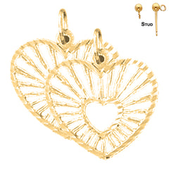 Sterling Silver 19mm Heart Earrings (White or Yellow Gold Plated)