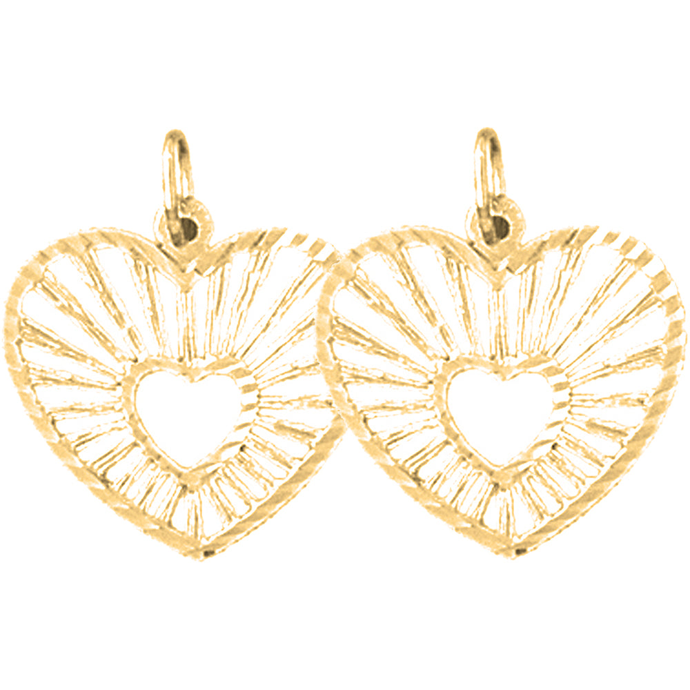 14K or 18K Gold 19mm Heart Earrings