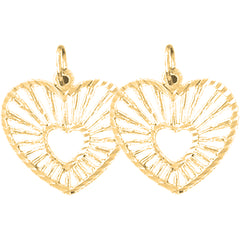 14K or 18K Gold 19mm Heart Earrings