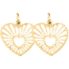 Yellow Gold-plated Silver 19mm Heart Earrings