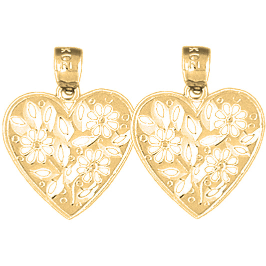 Yellow Gold-plated Silver 20mm Heart Earrings