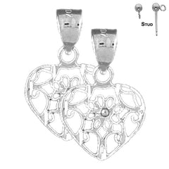 Sterling Silver 20mm Heart Earrings (White or Yellow Gold Plated)
