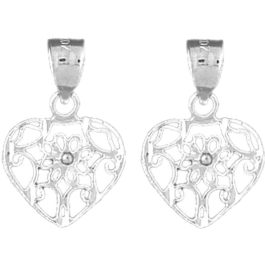 Sterling Silver 20mm Heart Earrings