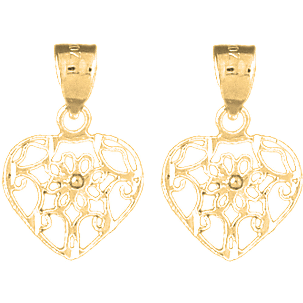 Yellow Gold-plated Silver 20mm Heart Earrings