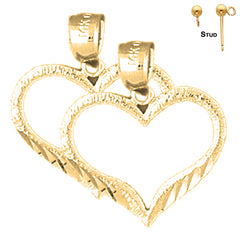 Sterling Silver 20mm Heart Earrings (White or Yellow Gold Plated)