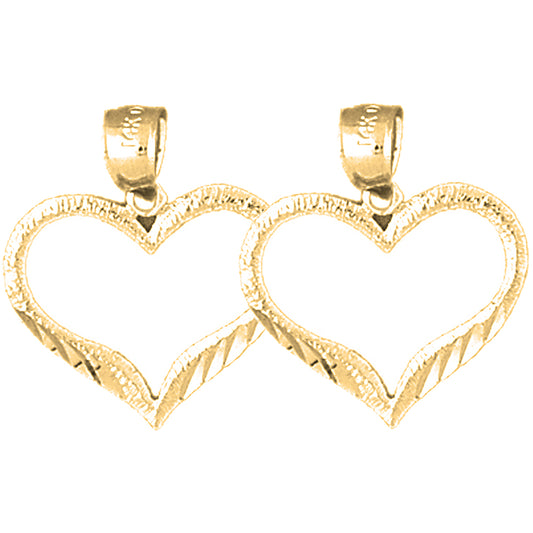 Yellow Gold-plated Silver 20mm Heart Earrings