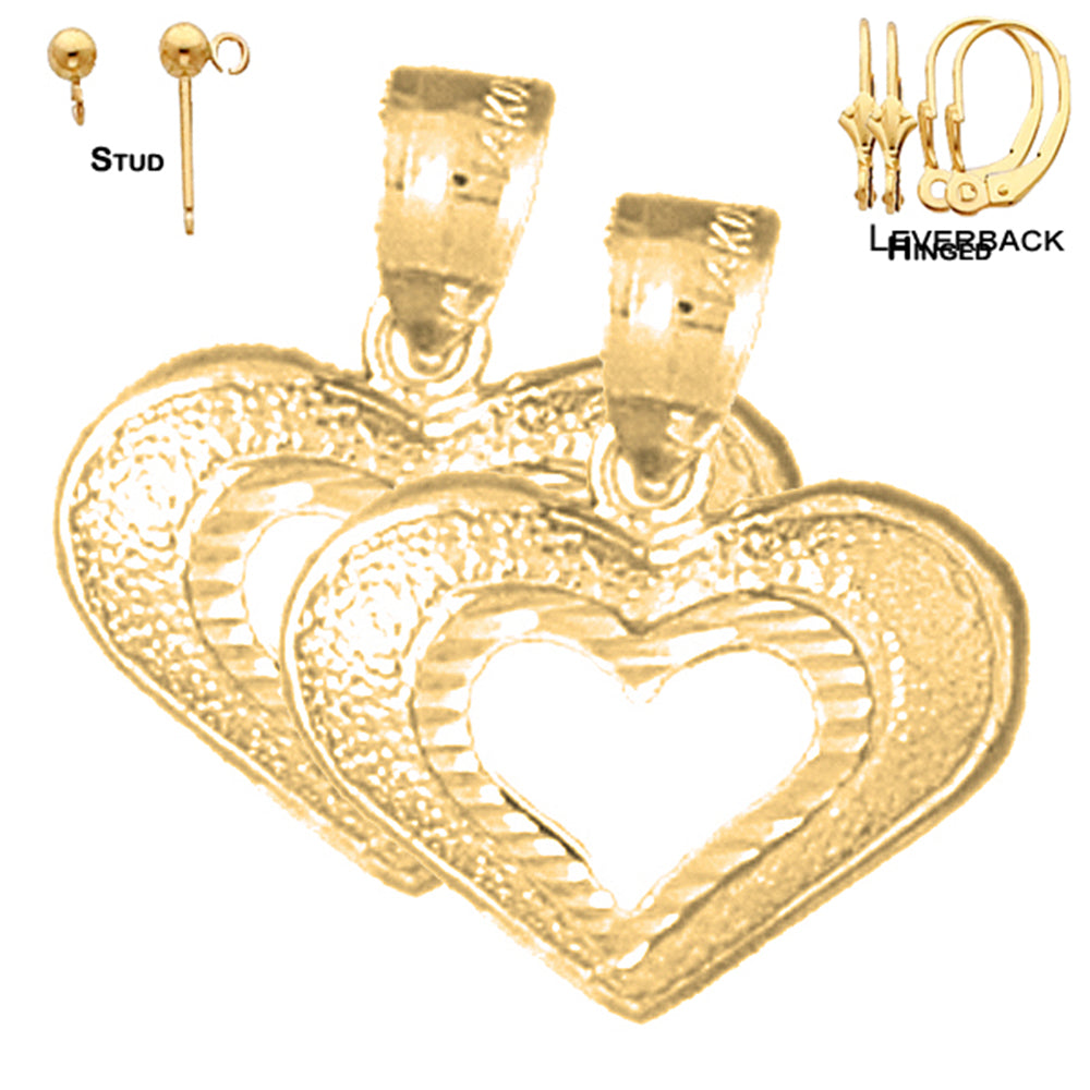 14K oder 18K Gold 18mm Herz Ohrringe