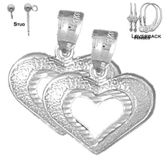 Sterling Silver 18mm Heart Earrings (White or Yellow Gold Plated)