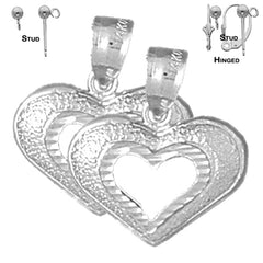 Sterling Silver 18mm Heart Earrings (White or Yellow Gold Plated)