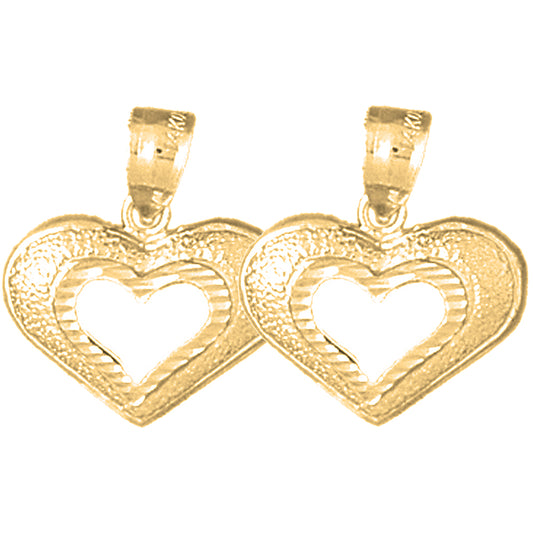 14K or 18K Gold 18mm Heart Earrings