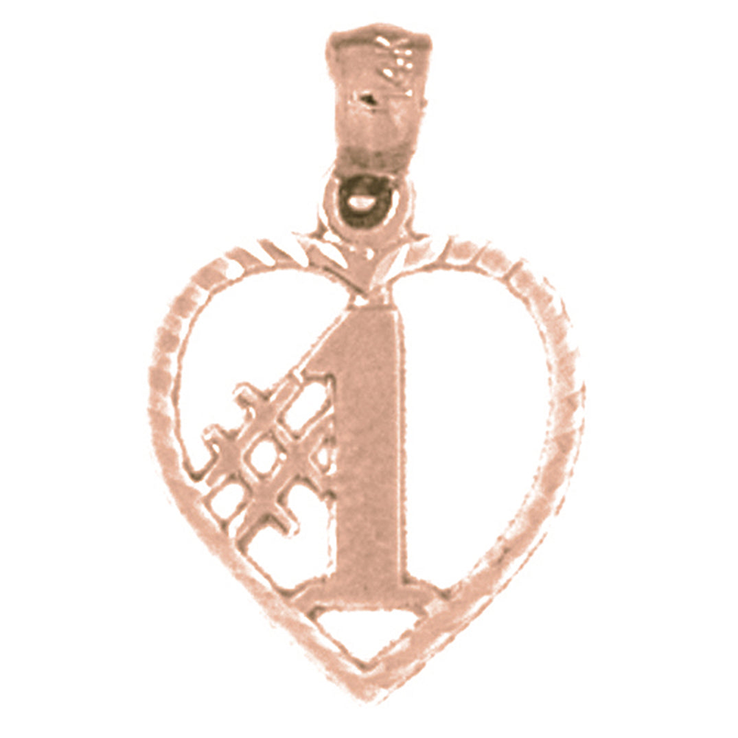 14K or 18K Gold #1 Heart Pendant