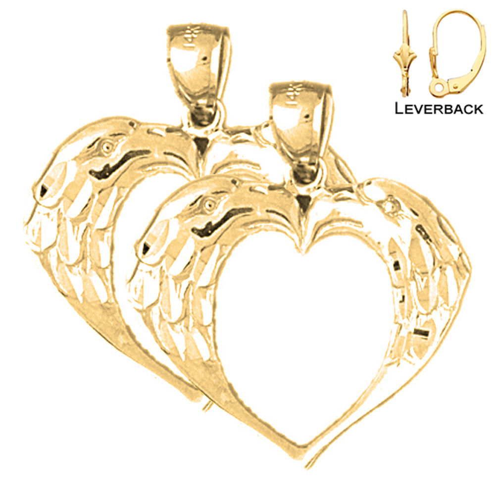 14K or 18K Gold Eagle Heart Earrings