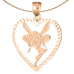 14K or 18K Gold Heart With Fairy Pendant