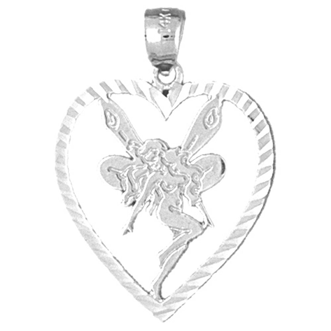 14K or 18K Gold Heart With Fairy Pendant