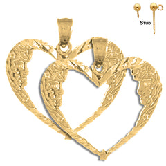Sterling Silver 23mm Moon Heart Earrings (White or Yellow Gold Plated)