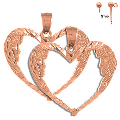 14K or 18K Gold Moon Heart Earrings