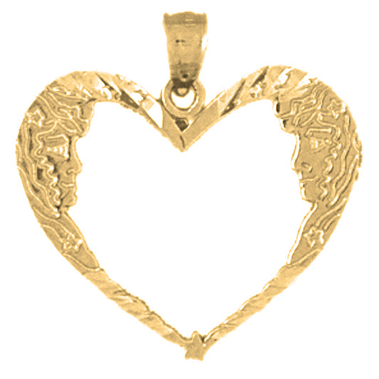 14K or 18K Gold Moon Heart Pendant