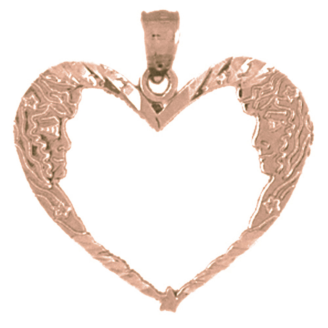 14K or 18K Gold Moon Heart Pendant