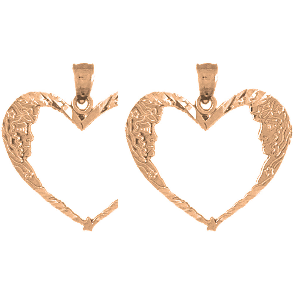 14K or 18K Gold 23mm Moon Heart Earrings