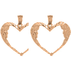 14K or 18K Gold 23mm Moon Heart Earrings