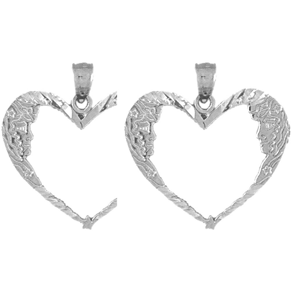 Sterling Silver 23mm Moon Heart Earrings