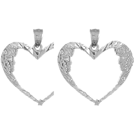 Sterling Silver 23mm Moon Heart Earrings