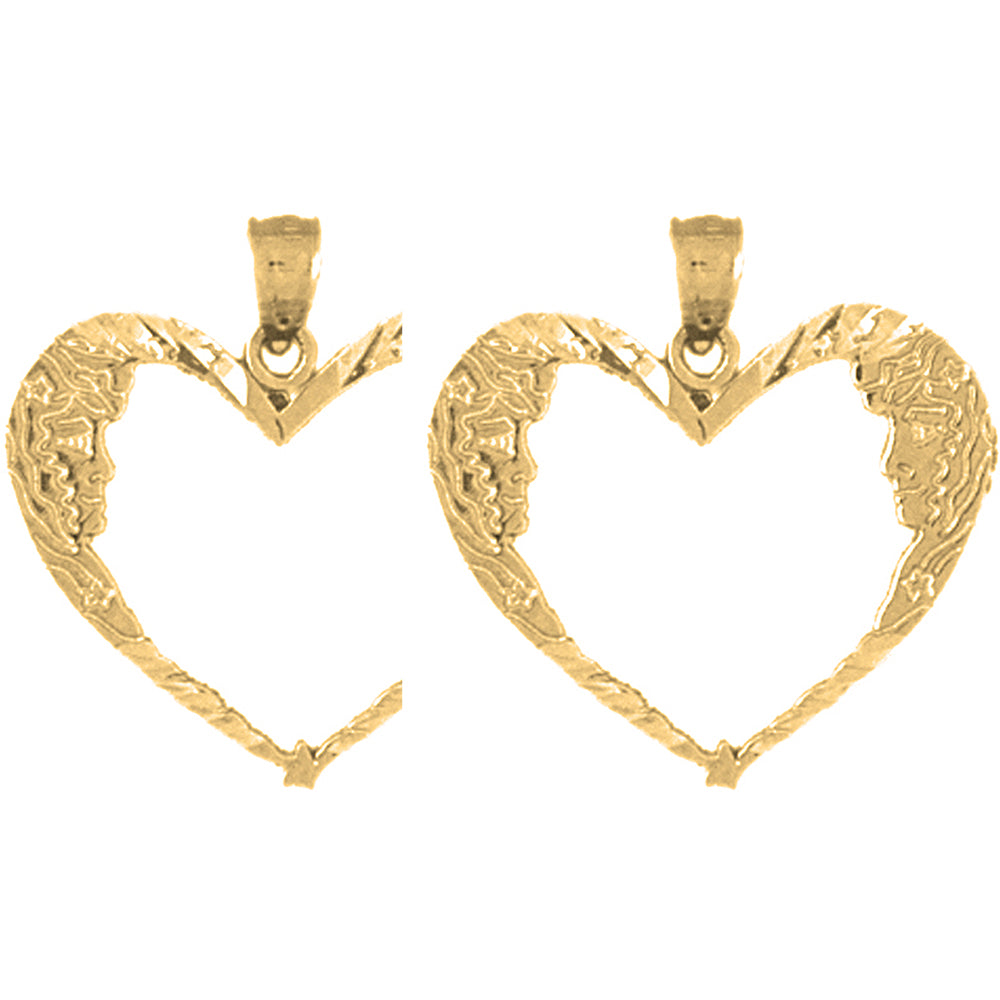 Yellow Gold-plated Silver 23mm Moon Heart Earrings