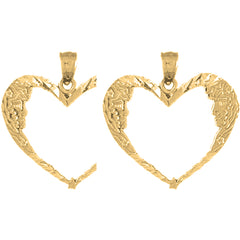 Yellow Gold-plated Silver 23mm Moon Heart Earrings