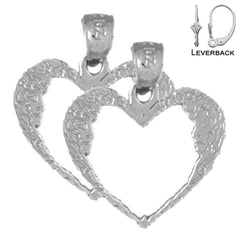 Sterling Silver 18mm Moon Heart Earrings (White or Yellow Gold Plated)
