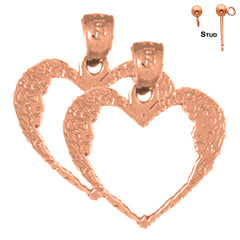 14K or 18K Gold Moon Heart Earrings
