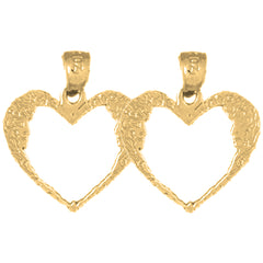 14K or 18K Gold 18mm Moon Heart Earrings